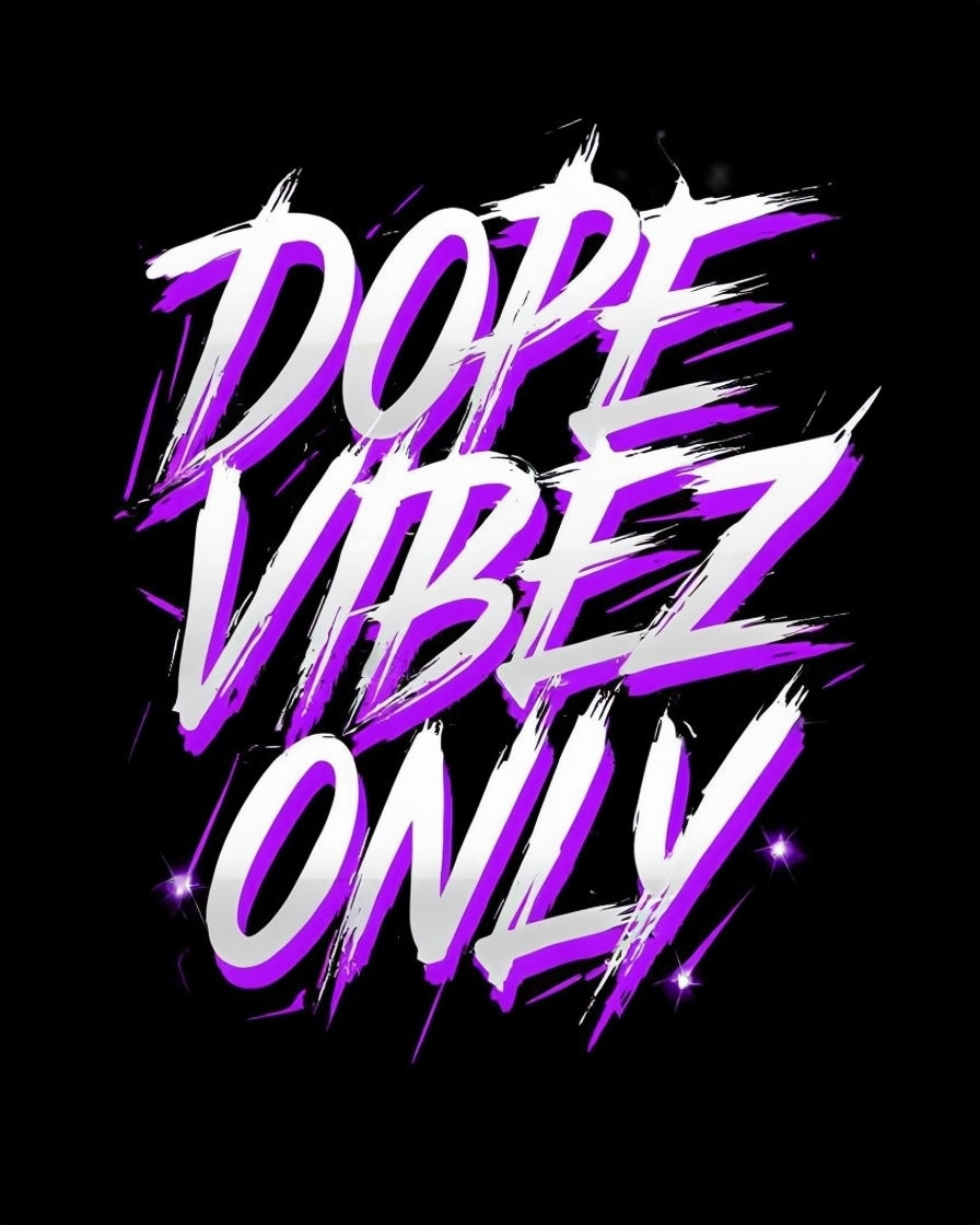 Dope Vibez Only Bold Brushstroke Text T-Shirt