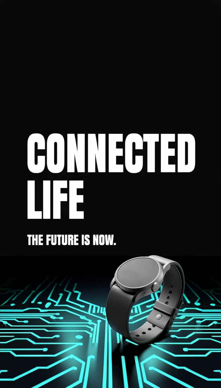 Sleek Smartwatch Advertisement with Connected Life Theme Ads