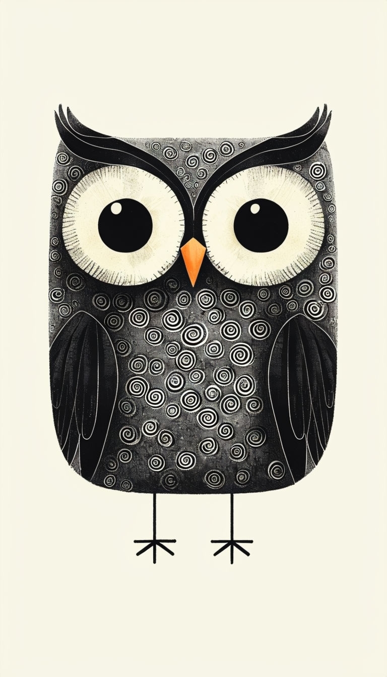 Whimsical Cartoon Owl Illustration on Cream Background Phone Case Cover