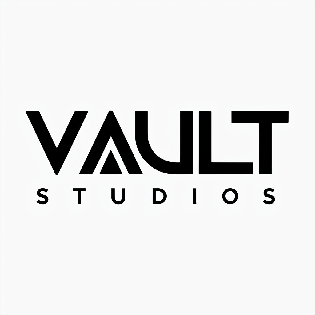 Contemporary Monochrome VAULT STUDIOS Logo Design for Creative Agency Logo