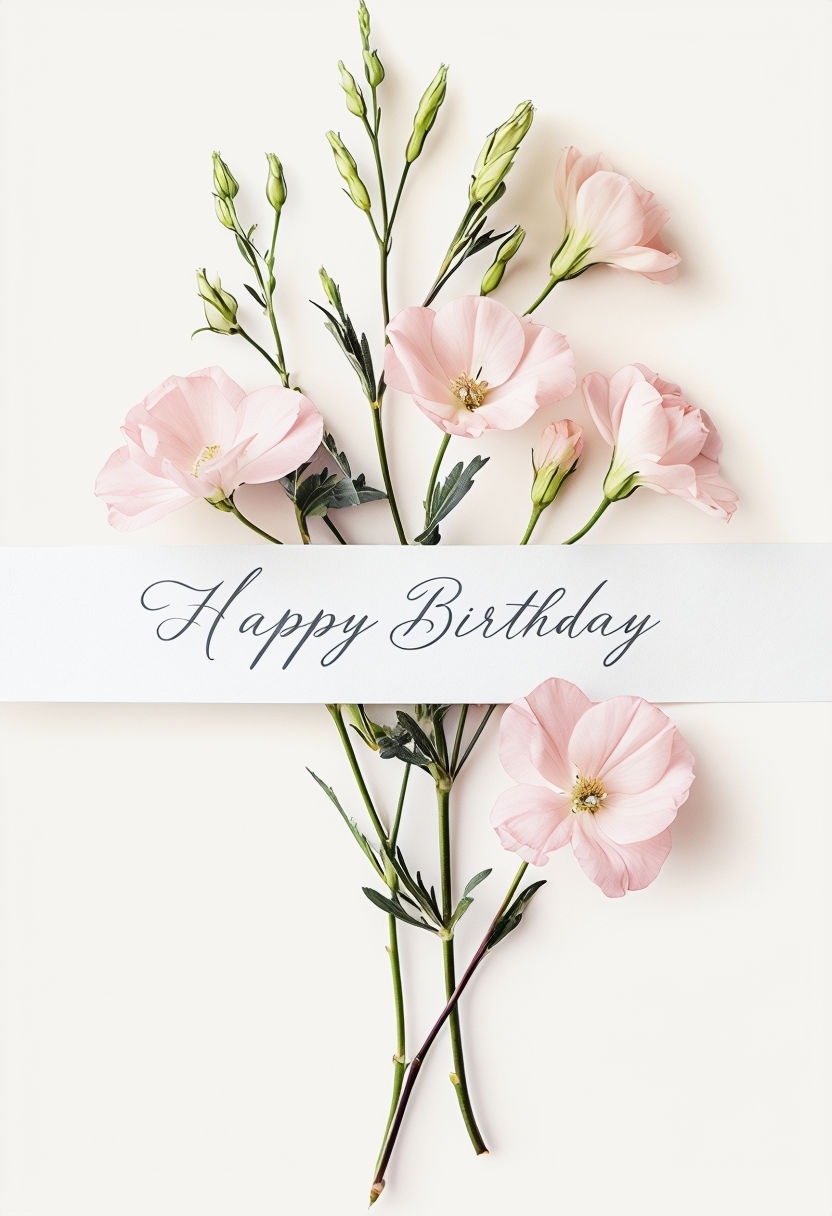 Elegant Floral Birthday Greeting Card with Handwritten Text