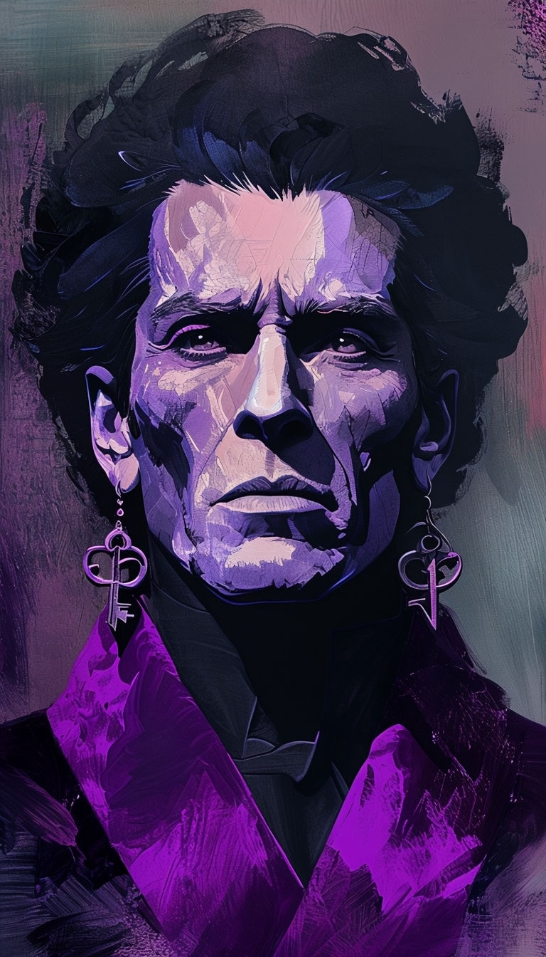 Dramatic Character Illustration with Intense Expression Art