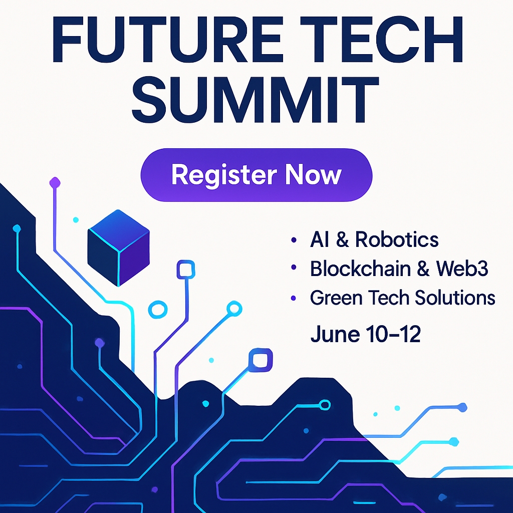 Futuristic Future Tech Summit Promotional Banner Design Ads