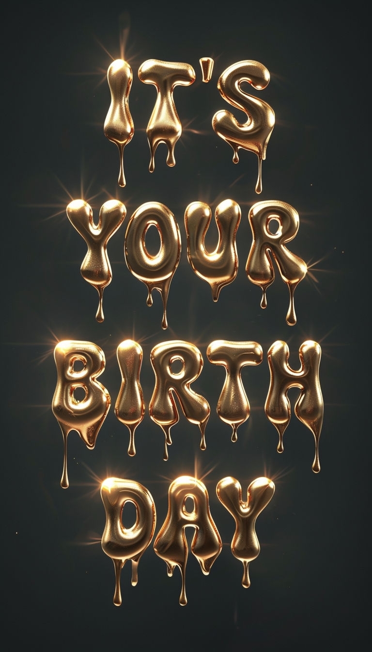 Motivational 3D Gold 'It's Your Birthday' Typography Poster