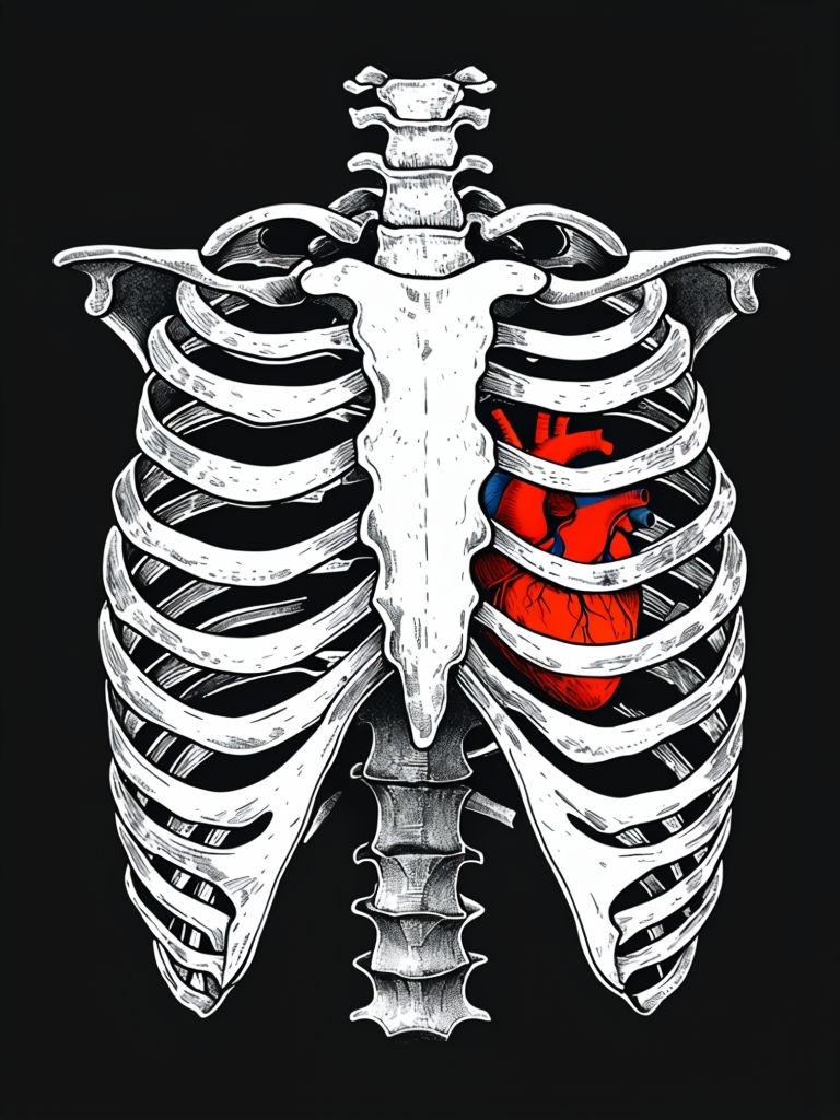 Intricate Anatomical Ribcage Illustration T-Shirt