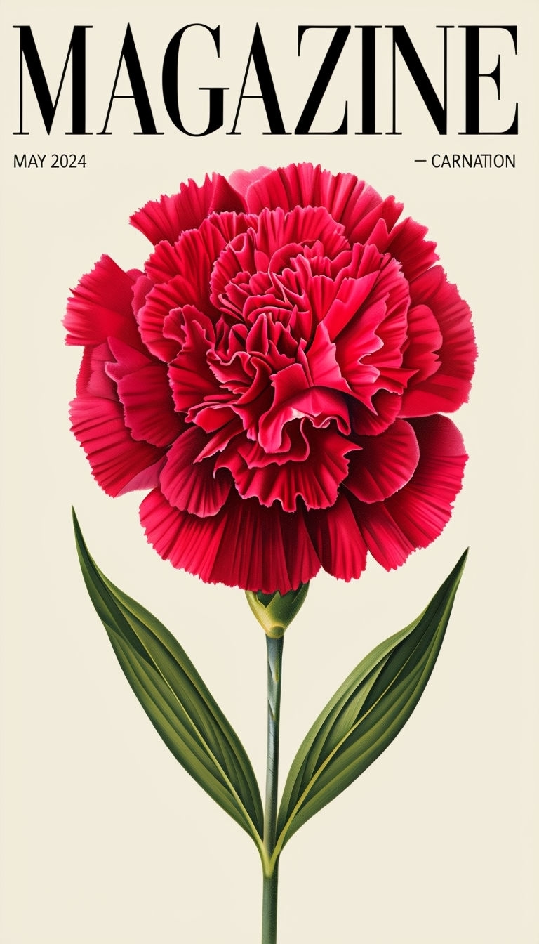 Elegant Red Carnation Minimalist Magazine Cover Poster