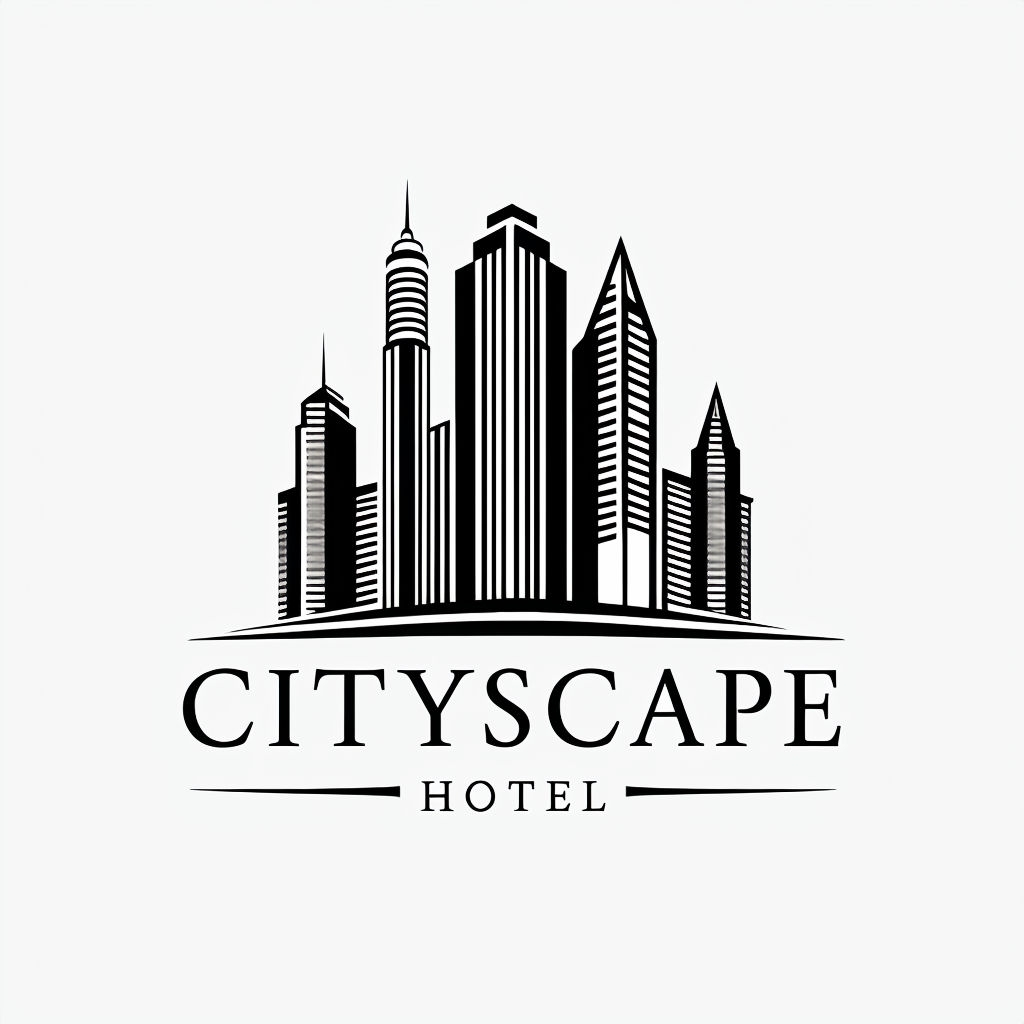 Elegant Cityscape Hotel Logo with Modern Skyscraper Design