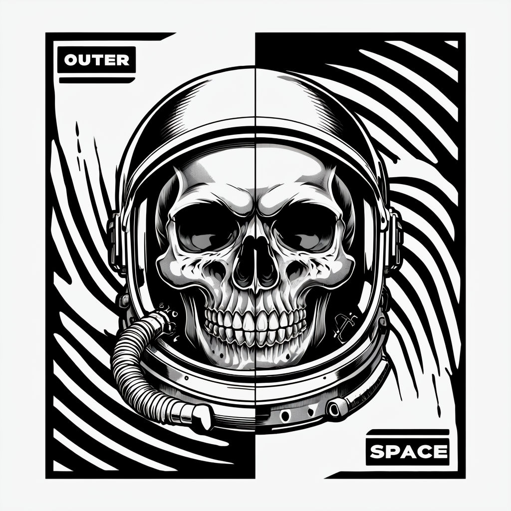 Psychedelic Skull Astronaut Design T-Shirt
