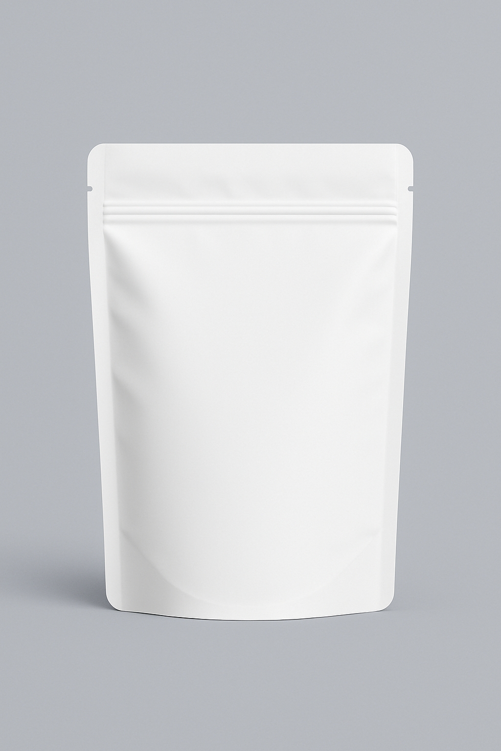 Minimalist White Flat-Bottom Pouch Mockup Design