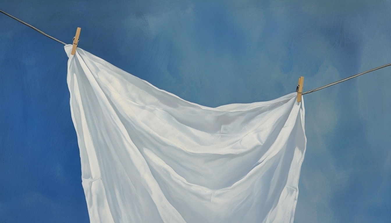 Serene White Cloth on Clothesline with Tranquil Sky Background Virtual Backgrounds