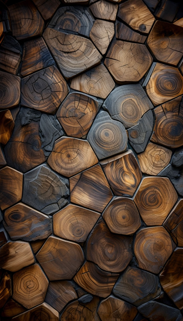 Intricate Hexagonal Wooden Mosaic Pattern Phone Case Cover