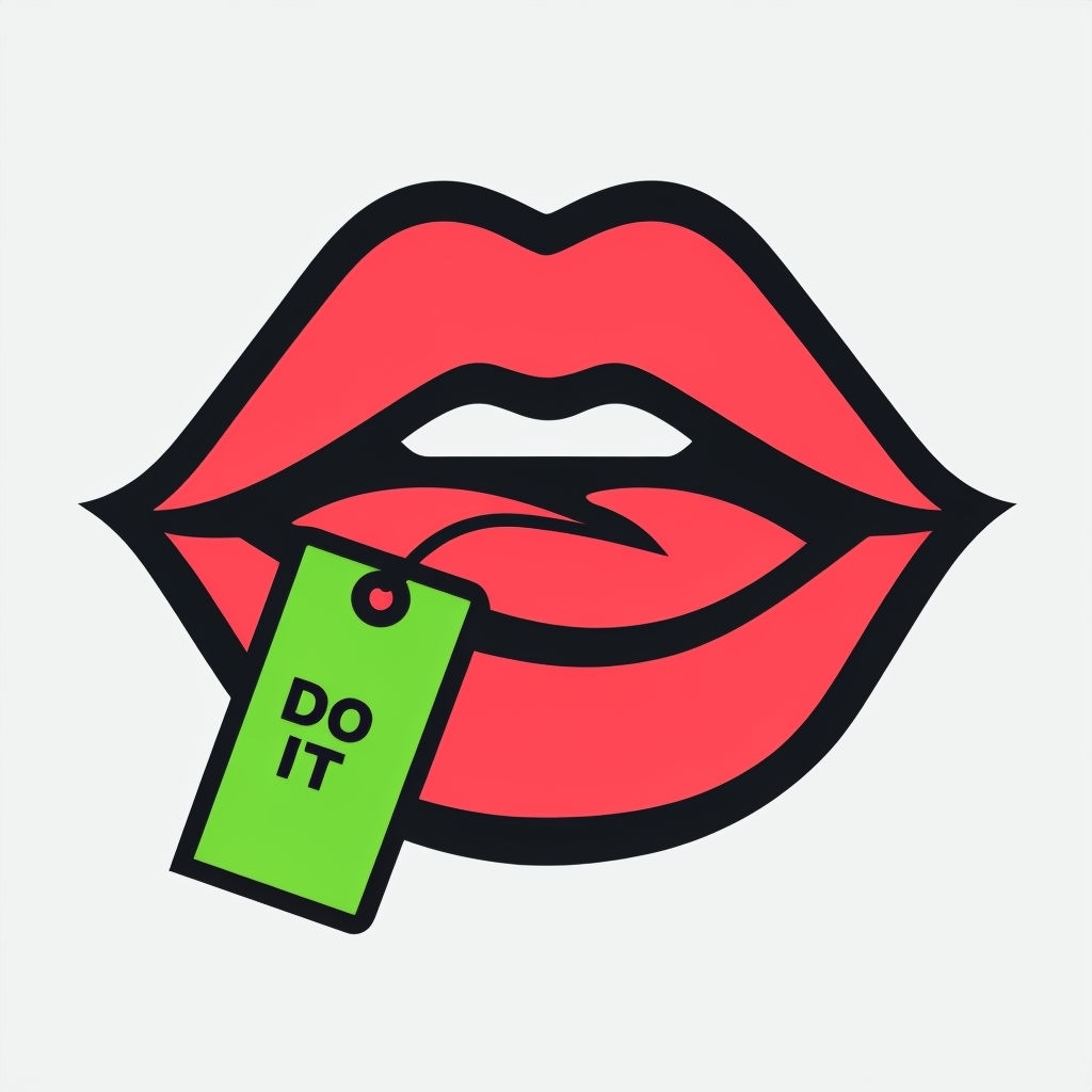Bold Neon Red Lips with DO IT Tag Minimalist Sticker
