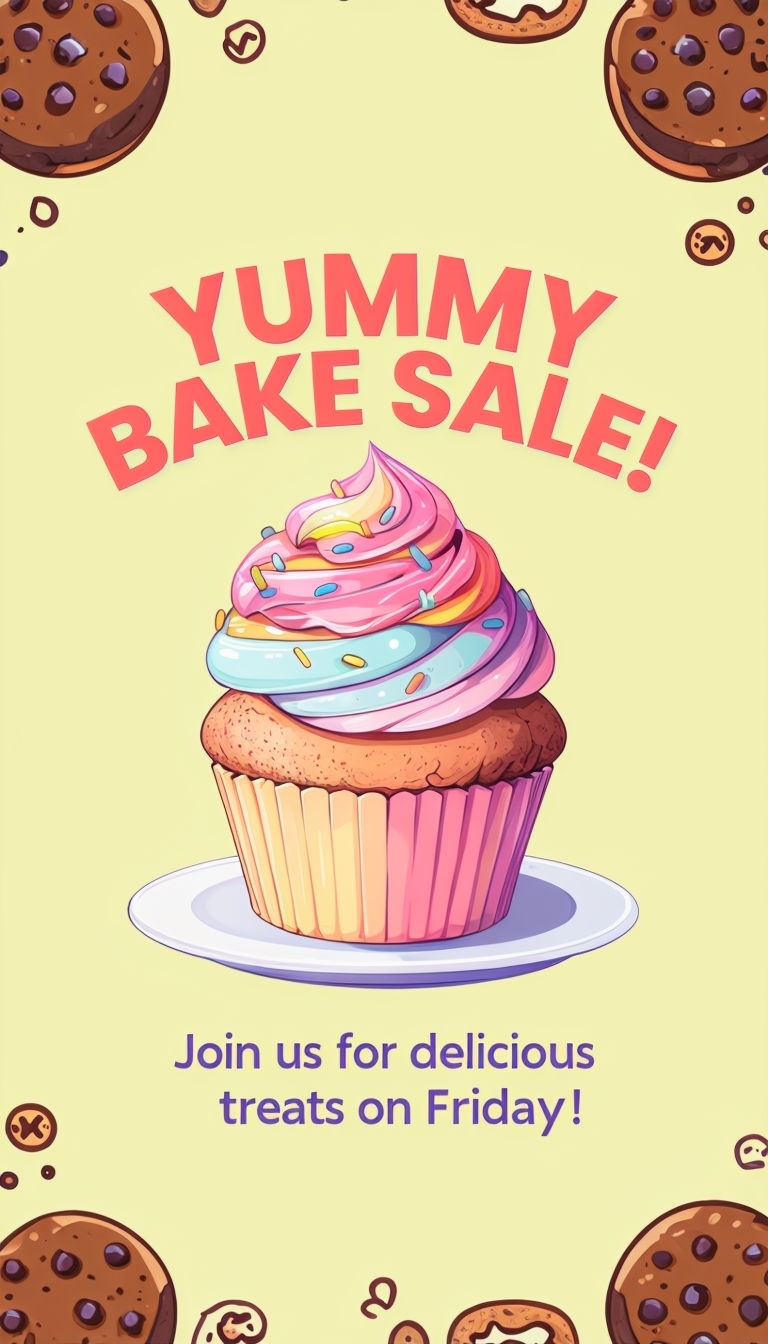 Vibrant Yummy Bake Sale Instagram Story Design