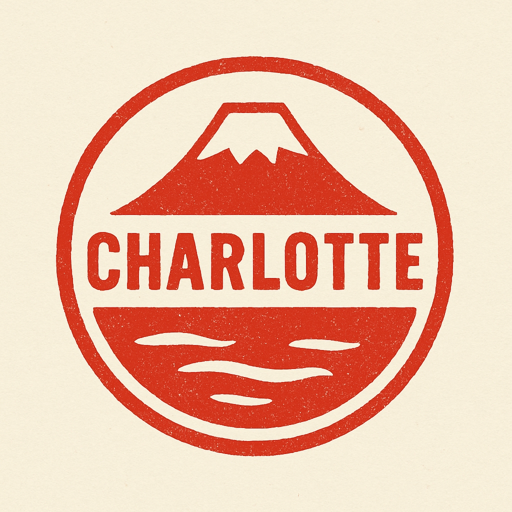 Vintage Charlotte Mountain and Water Emblem Logo