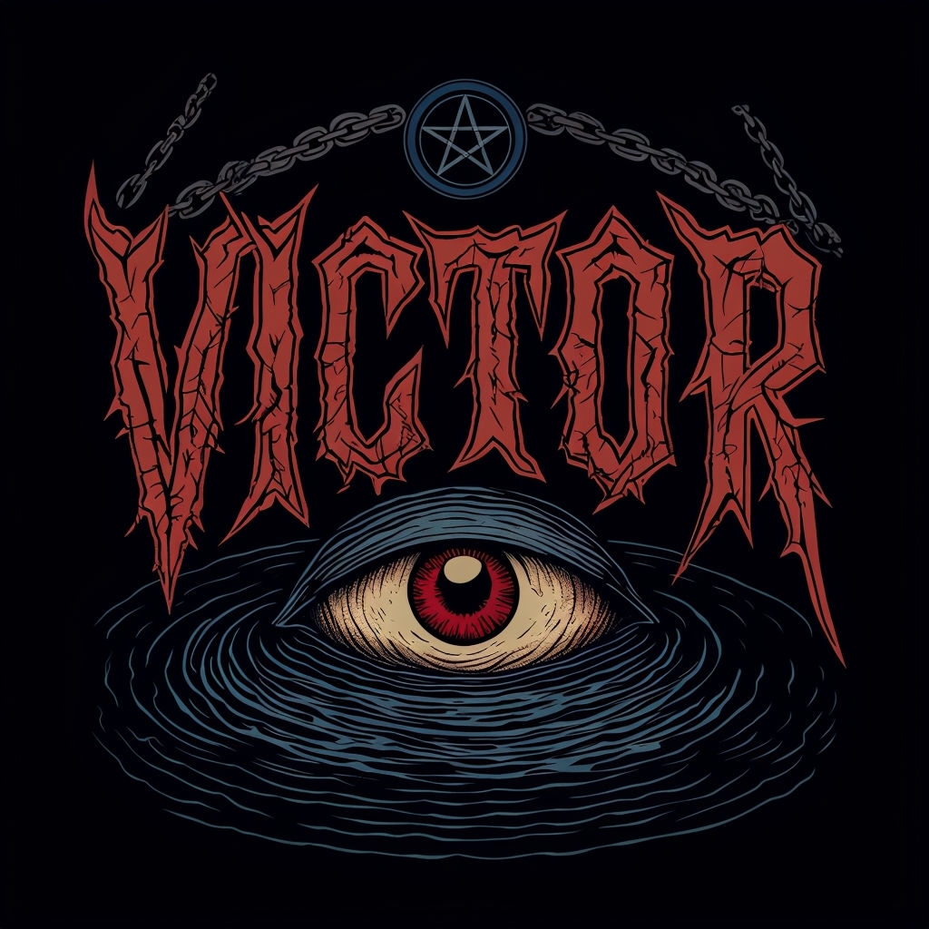 Gothic VICTOR Design with Eye and Pentagram T-Shirt