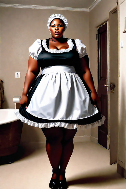 Black bbw standing in a maid outsfit by Aakeem Wright - Playground