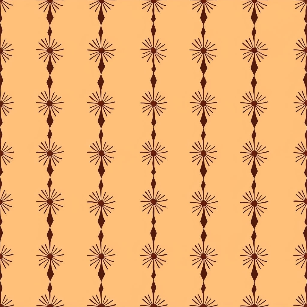 Warm Dark Brown Diamond Floral Pattern on Light Peach Background Seamless Pattern