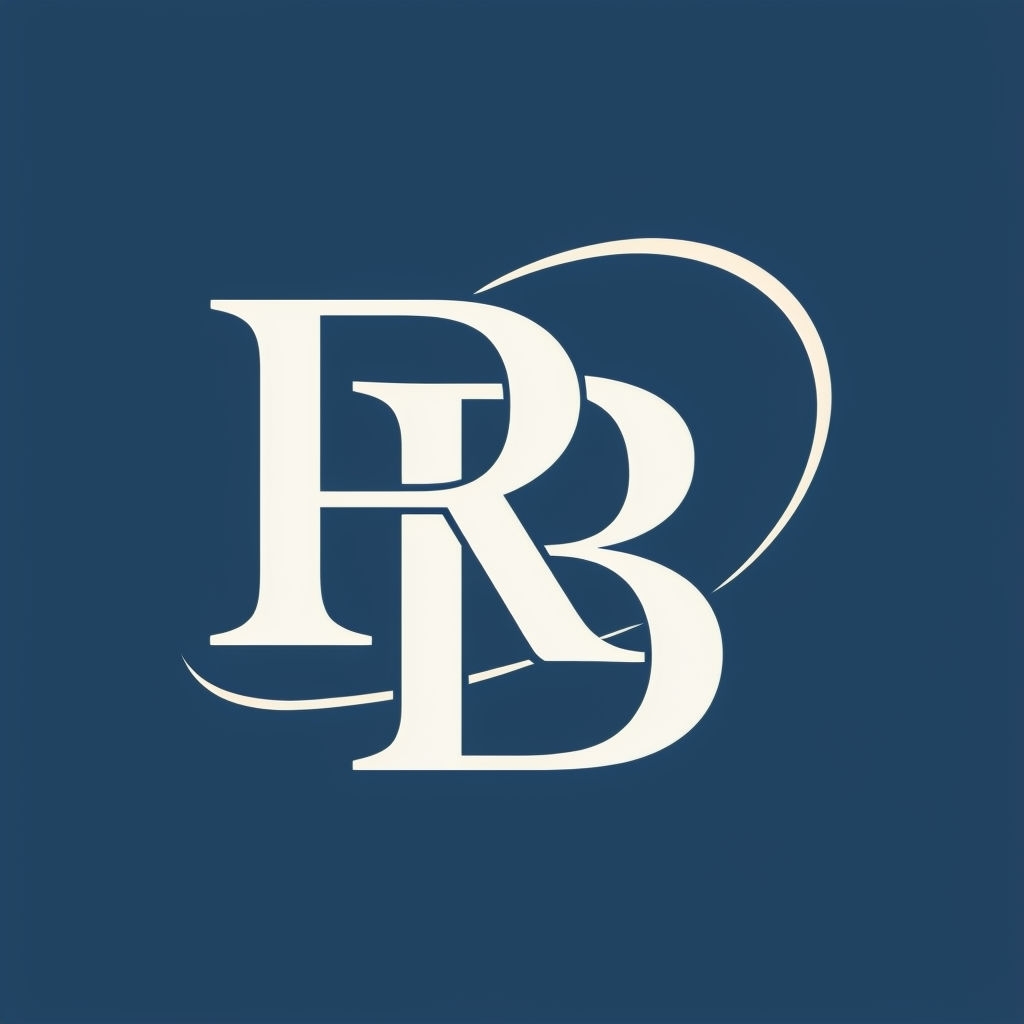 Elegant Intertwined RB Monogram Design on Navy Background Monogram