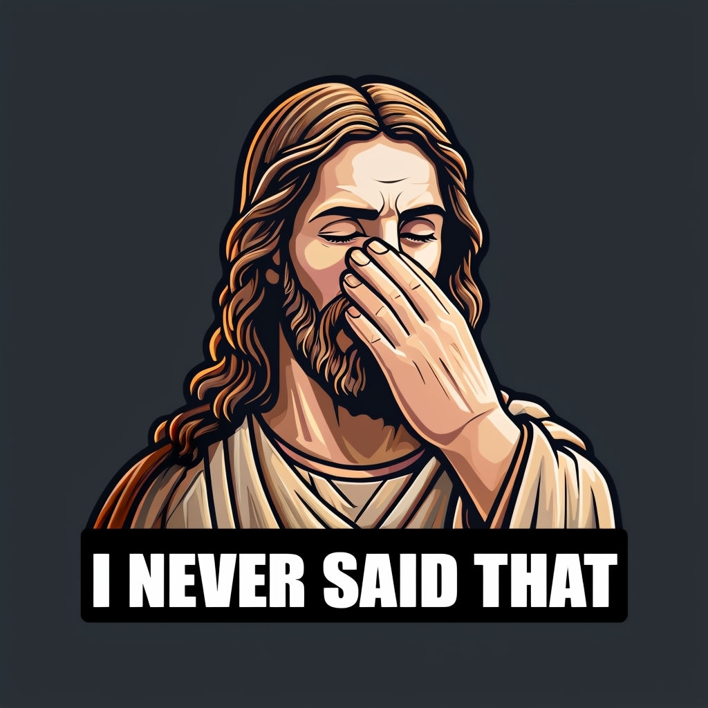 Jesus Facepalm Illustration with Bold Text Humor Meme