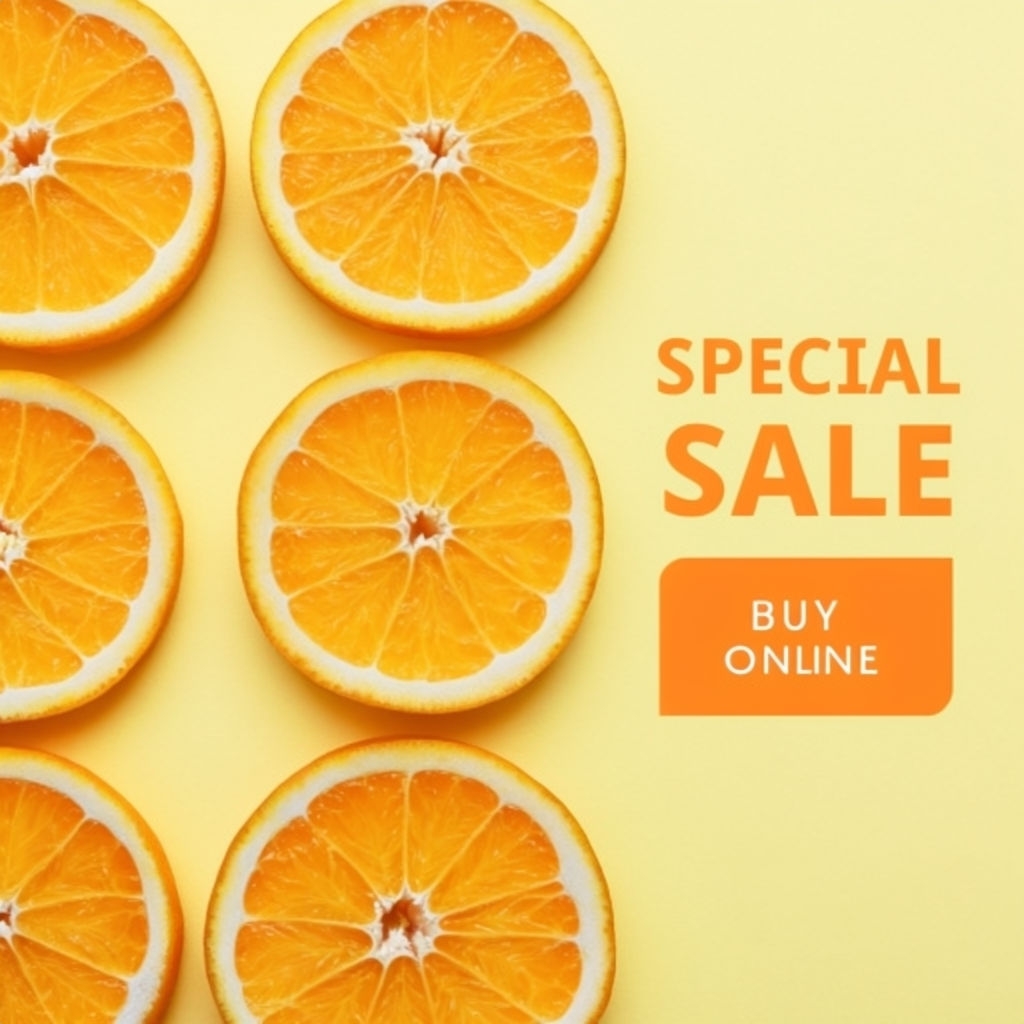 Fresh Orange Slices Minimalist Advertisement for Online Sale Social Media Post