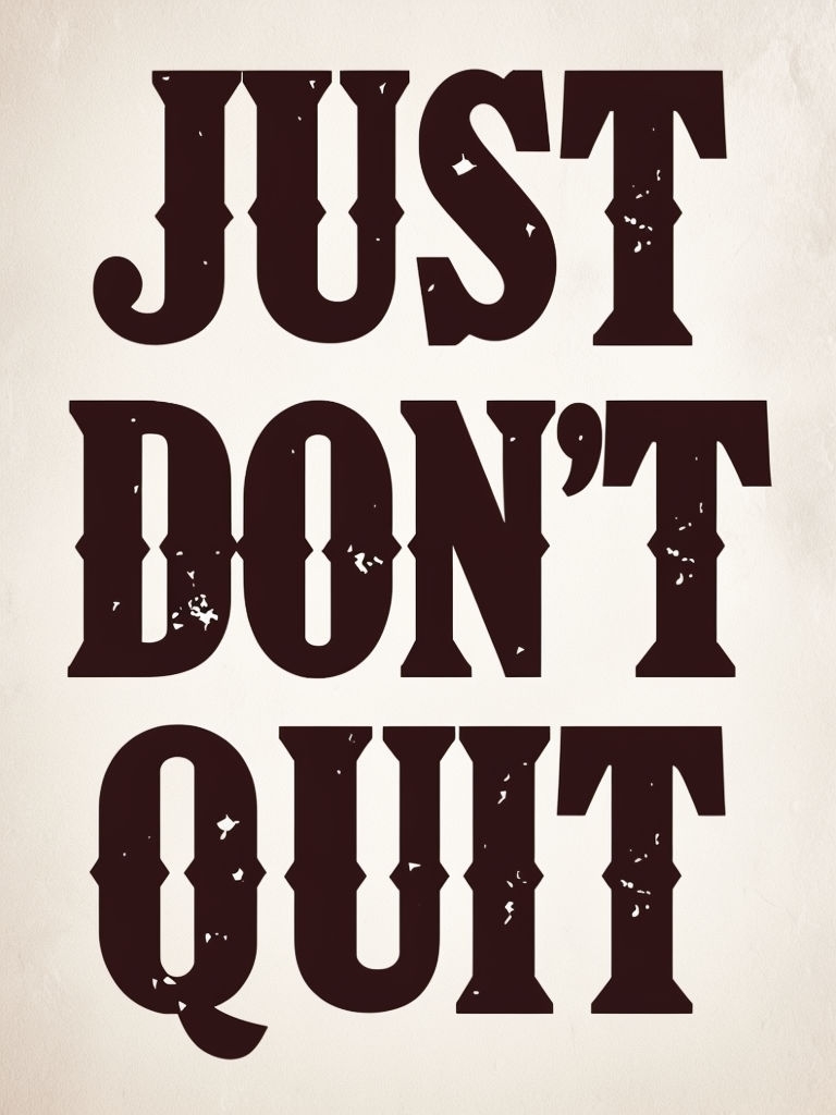 Vintage Motivational Just Don't Quit Text T-Shirt