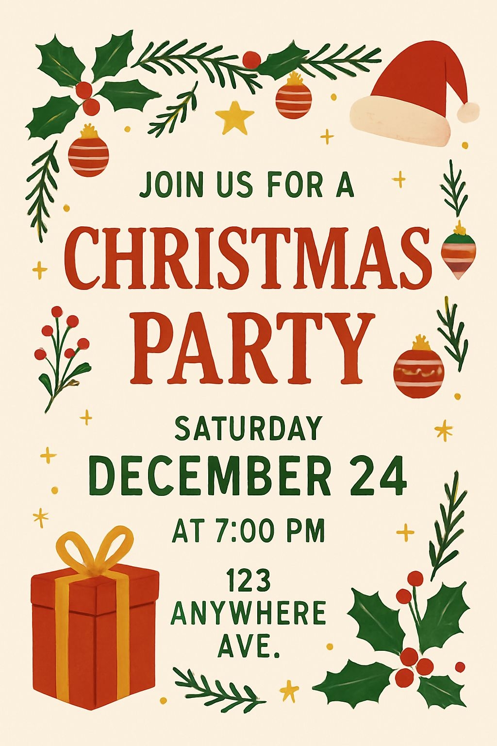 Festive Vintage Christmas Party Invitation Design Poster