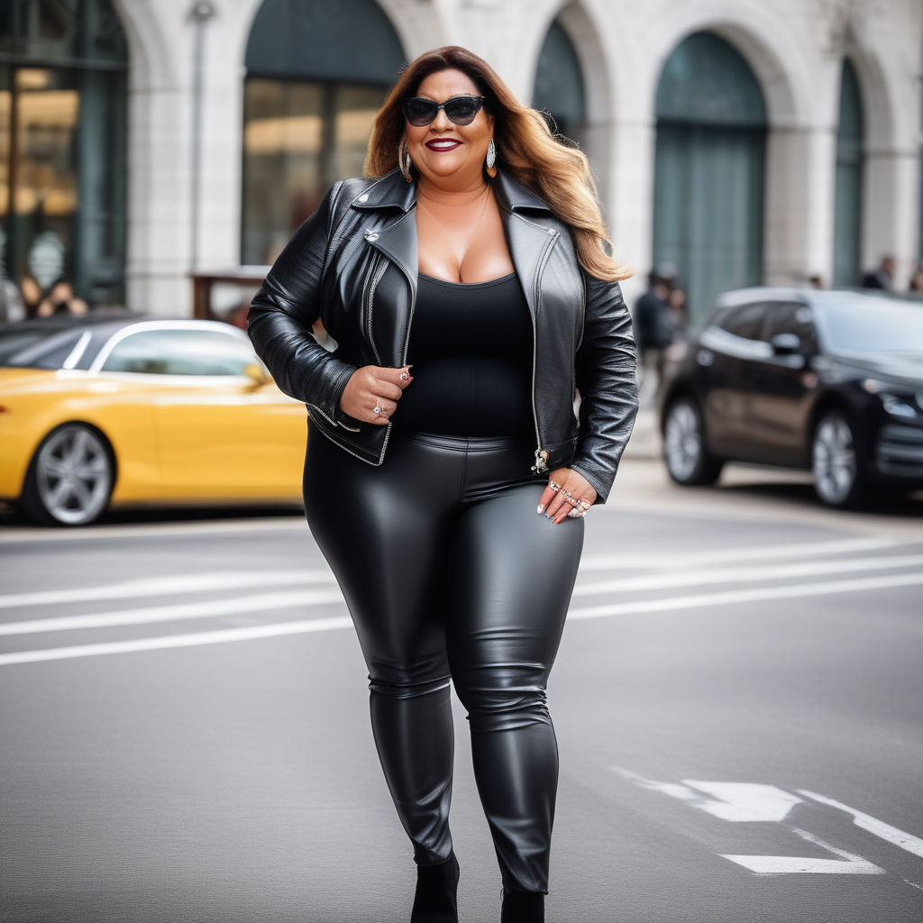 a gorgeous curved big booty business woman wearing skin-tight black  trousers