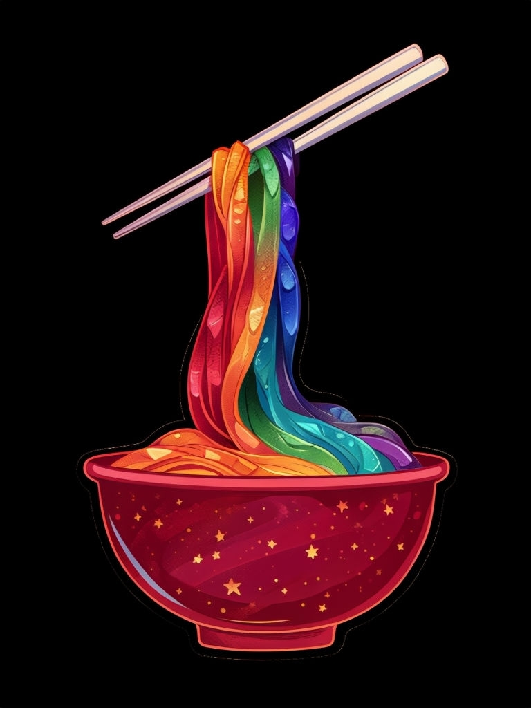 Vibrant Gemstone Noodles in Ruby Bowl T-Shirt