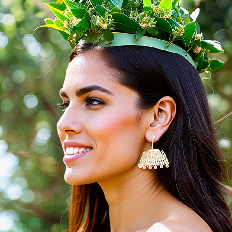 Ancient Greek lady young wearing traditional small green lea... by Marc ...