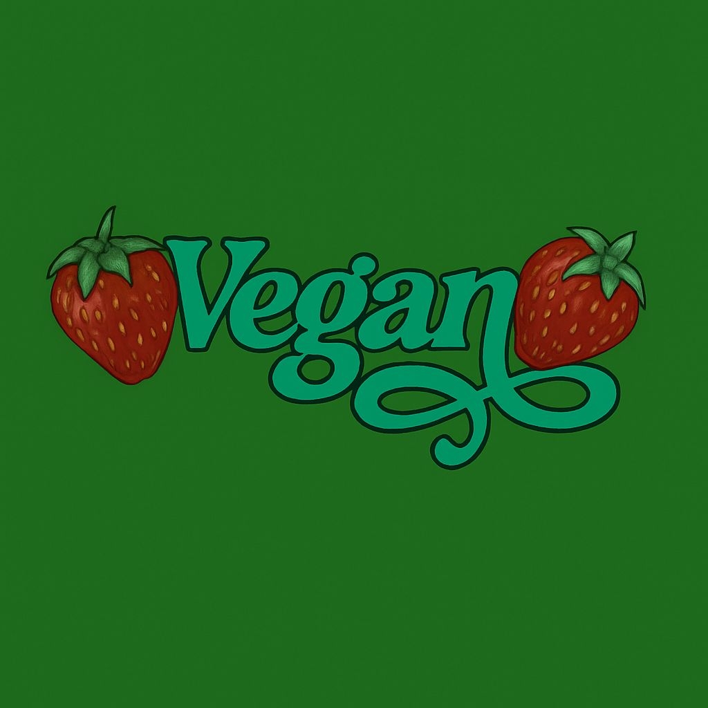 Vibrant Vegan Text with Strawberries Design T-Shirt