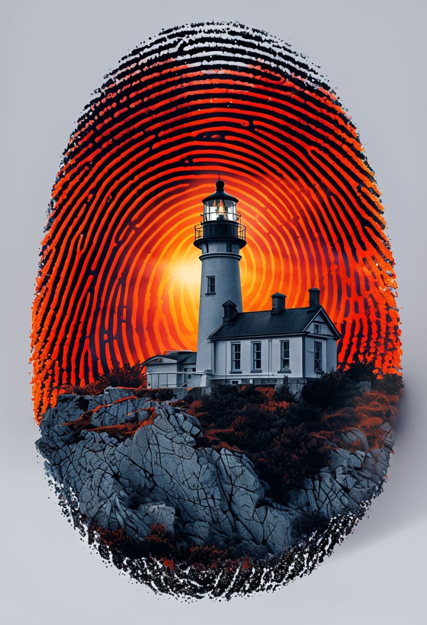 Surreal Lighthouse Fingerprint Pattern T-Shirt