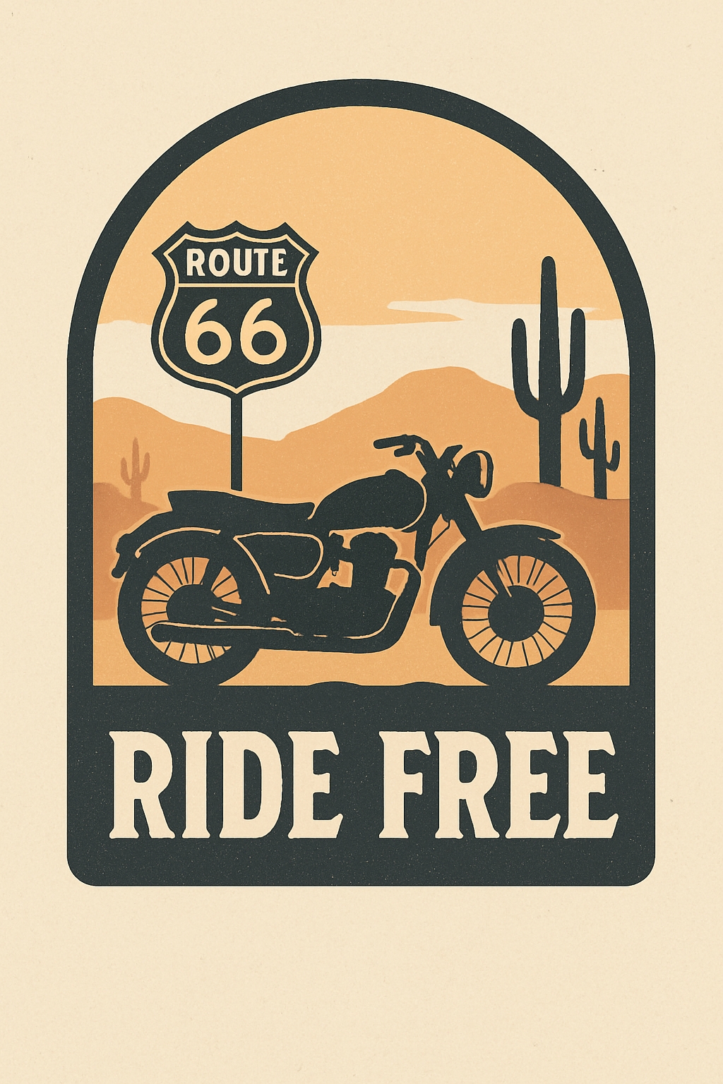Vintage Route 66 Motorcycle Adventure Illustration Poster