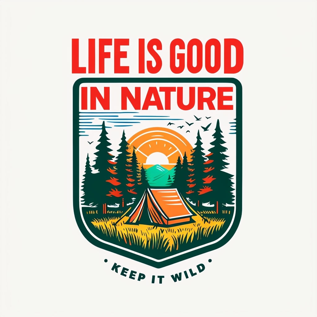 LIFE IS GOOD IN NATURE Camping Emblem T-Shirt