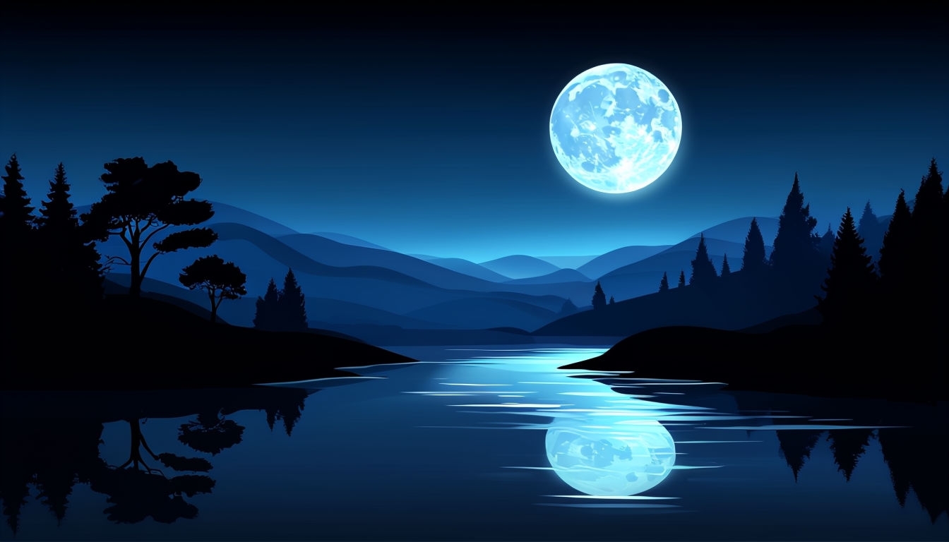 Tranquil Moonlit Nighttime Landscape Virtual Background
