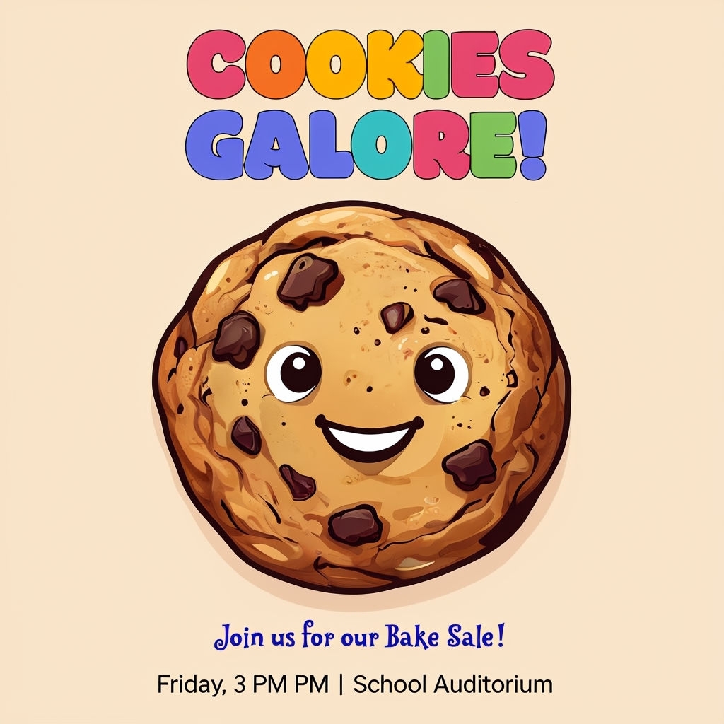 Cheerful Cookie Bake Sale Illustration for Kids Poster