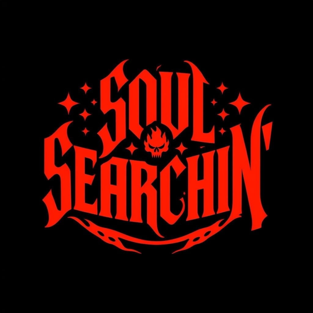 Vibrant Soul Searchin' Graphic T-Shirt Design with Flame Elements