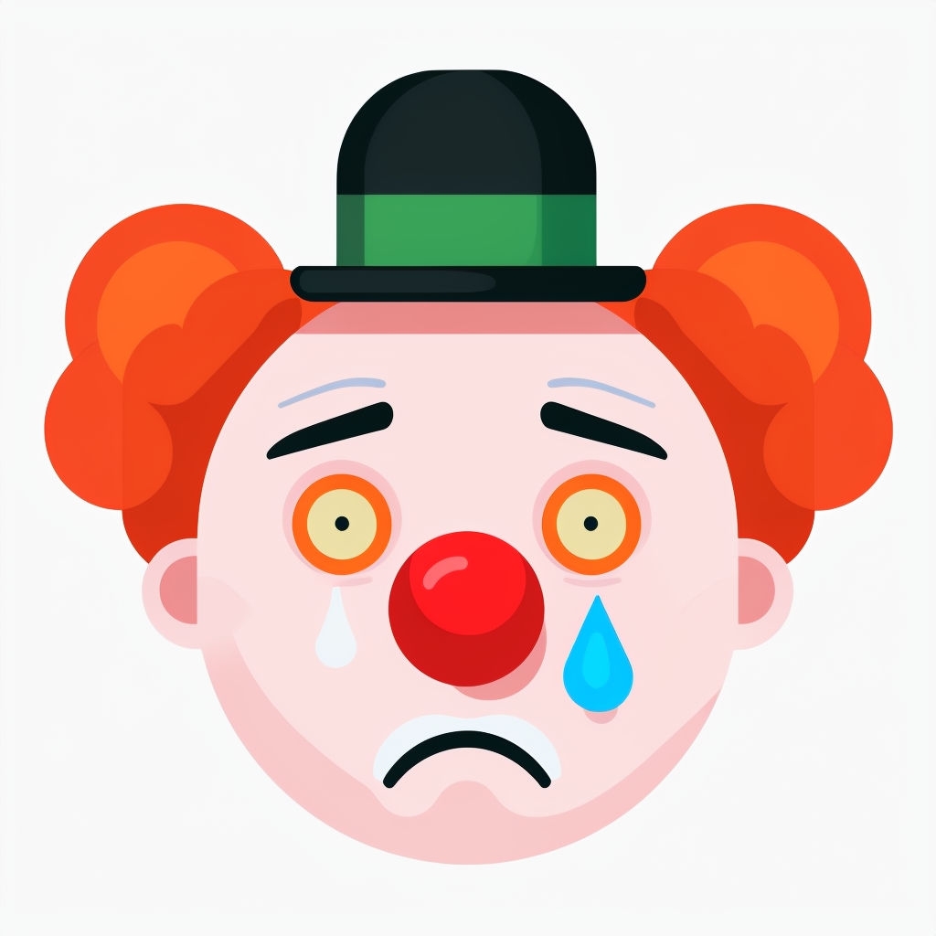 Somber Clown Face Cartoon Illustration Sticker