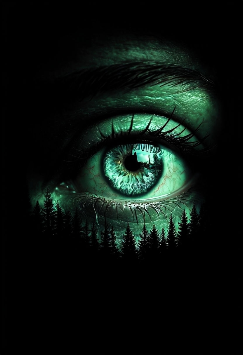 Surreal Mint Green Eye with Forest Reflection Art