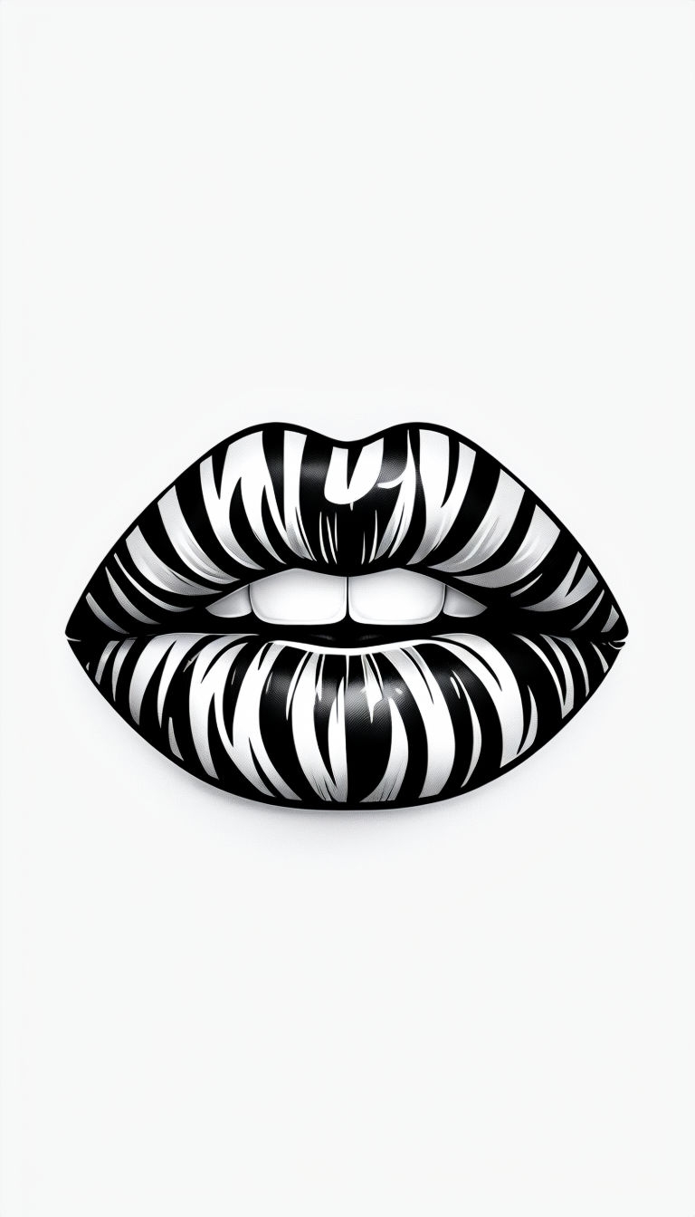 Stylish Zebra Print Lips Graphic Art Phone Case Cover