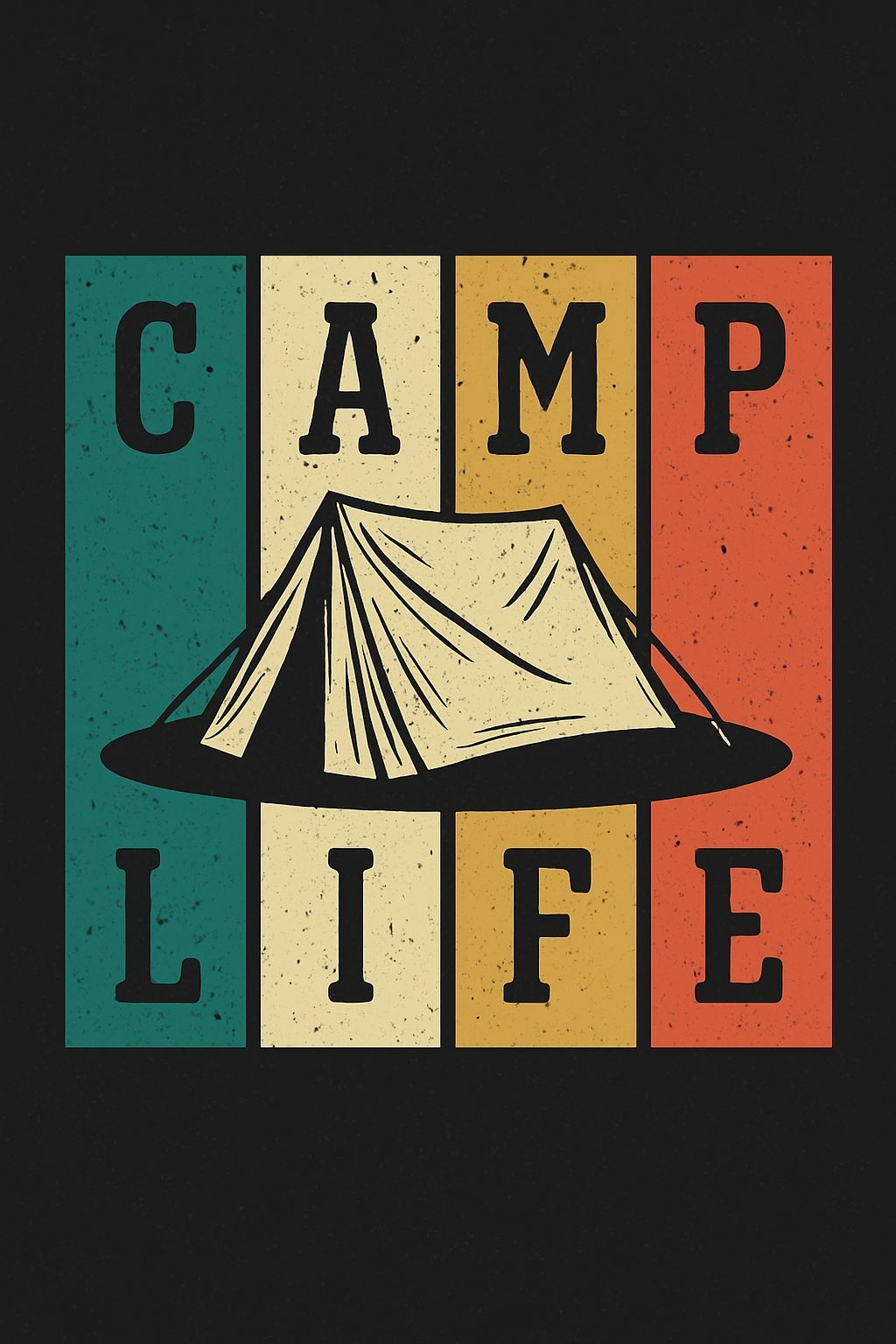 Vintage Camp Life Color Blocks Graphic T-Shirt
