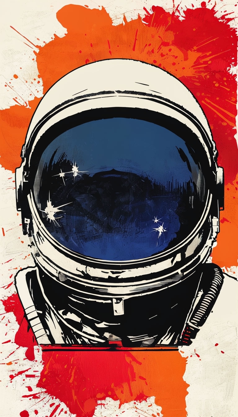 Vintage Apollo Astronaut Helmet with Grungy Space Background Mobile Wallpaper