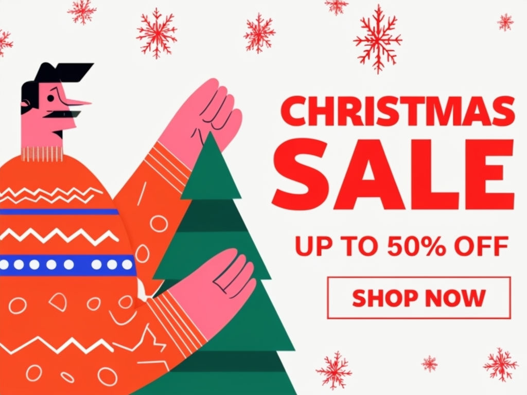 Festive Minimalist Christmas Sale Banner Design for Promotions Poster