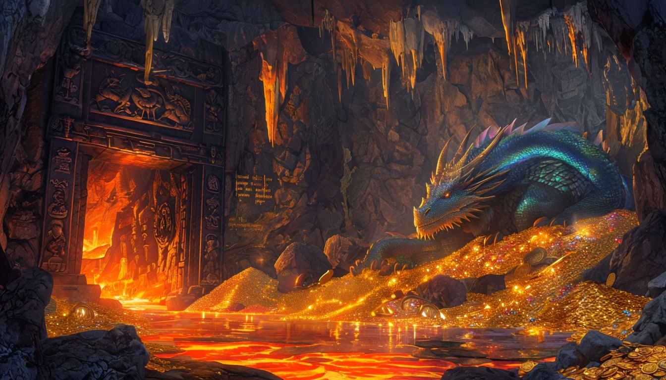 Majestic Ancient Dragon's Lair Illustration Art