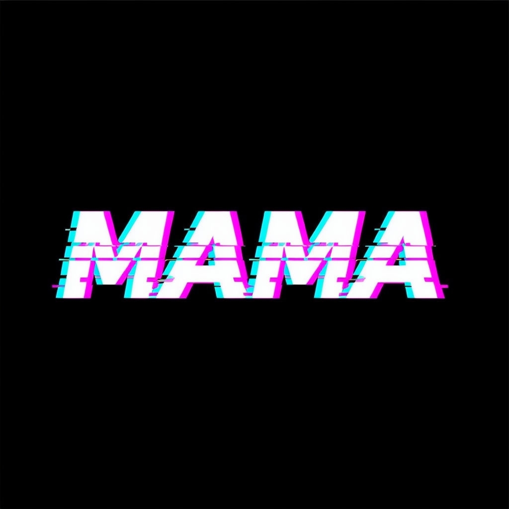 Glitch Effect MAMA Text in Neon Colors Design Hat