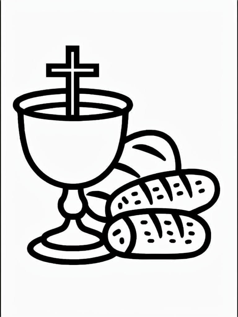 Simple Black and White Communion Elements Coloring Page