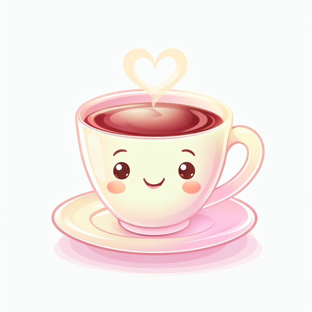 Cute Anthropomorphic Coffee Cup with Heart Steam Sticker