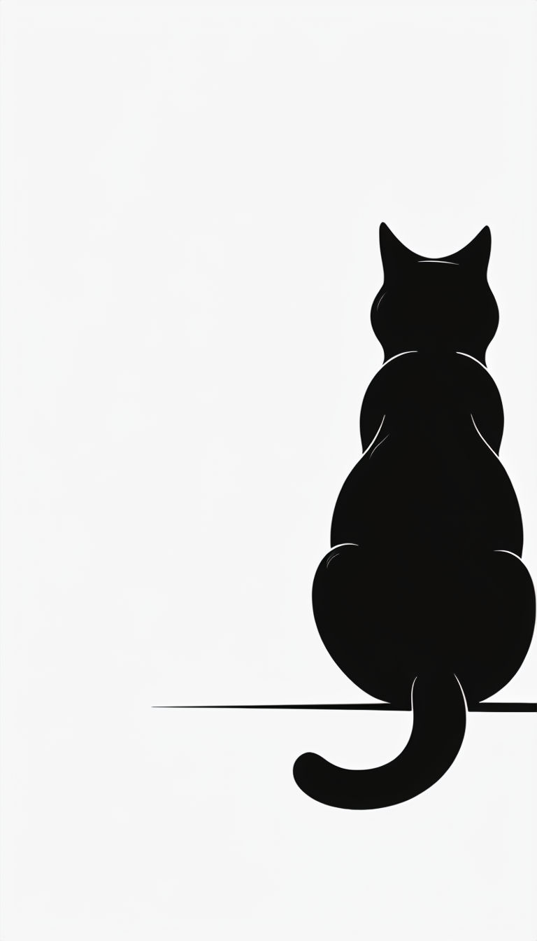 Minimalist Black Cat Silhouette Illustration Phone Case Cover
