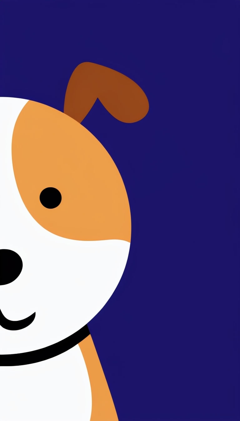 Cute Minimalist Cartoon Dog Face Illustration Mobile Wallpaper