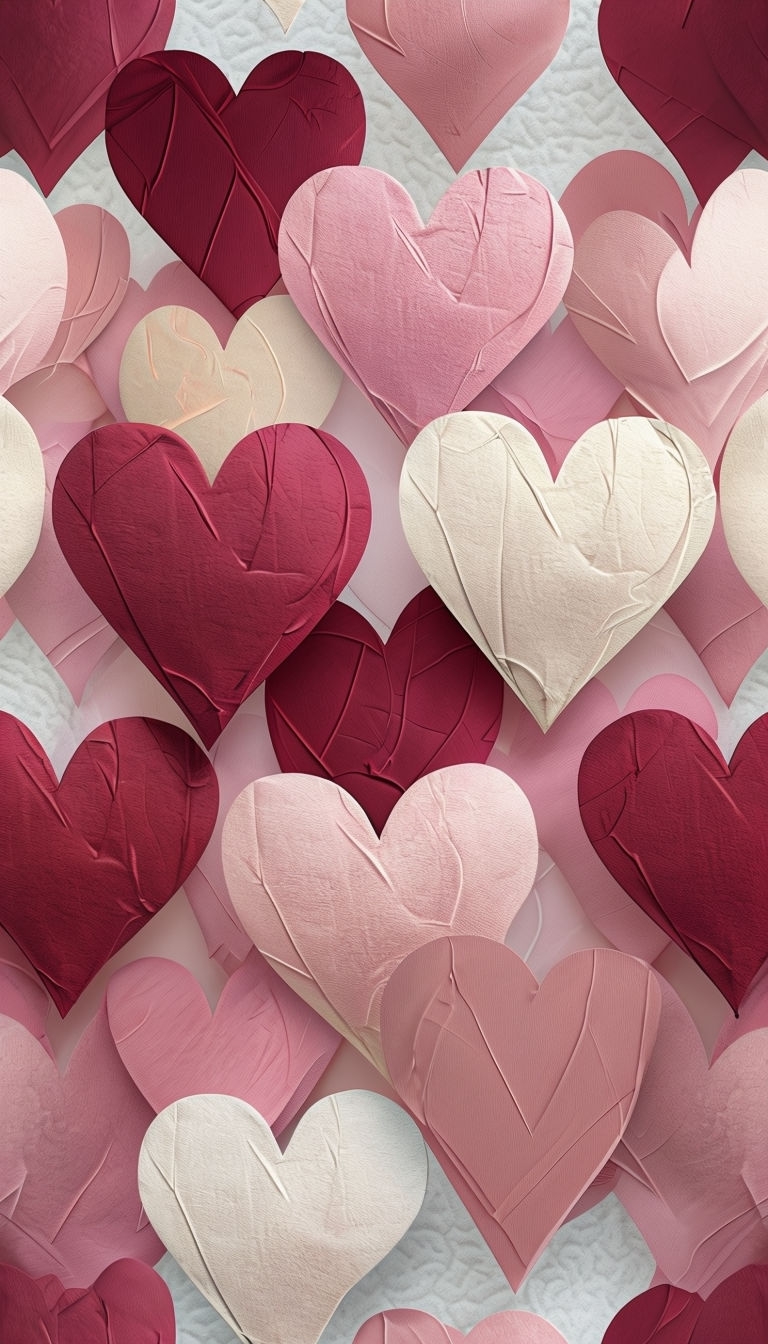 Romantic Overlapping Hearts Seamless Pattern Art