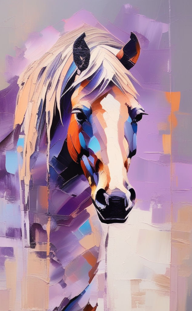 A mixed media painting of a horse by Elena Florentina Zaharia - Playground